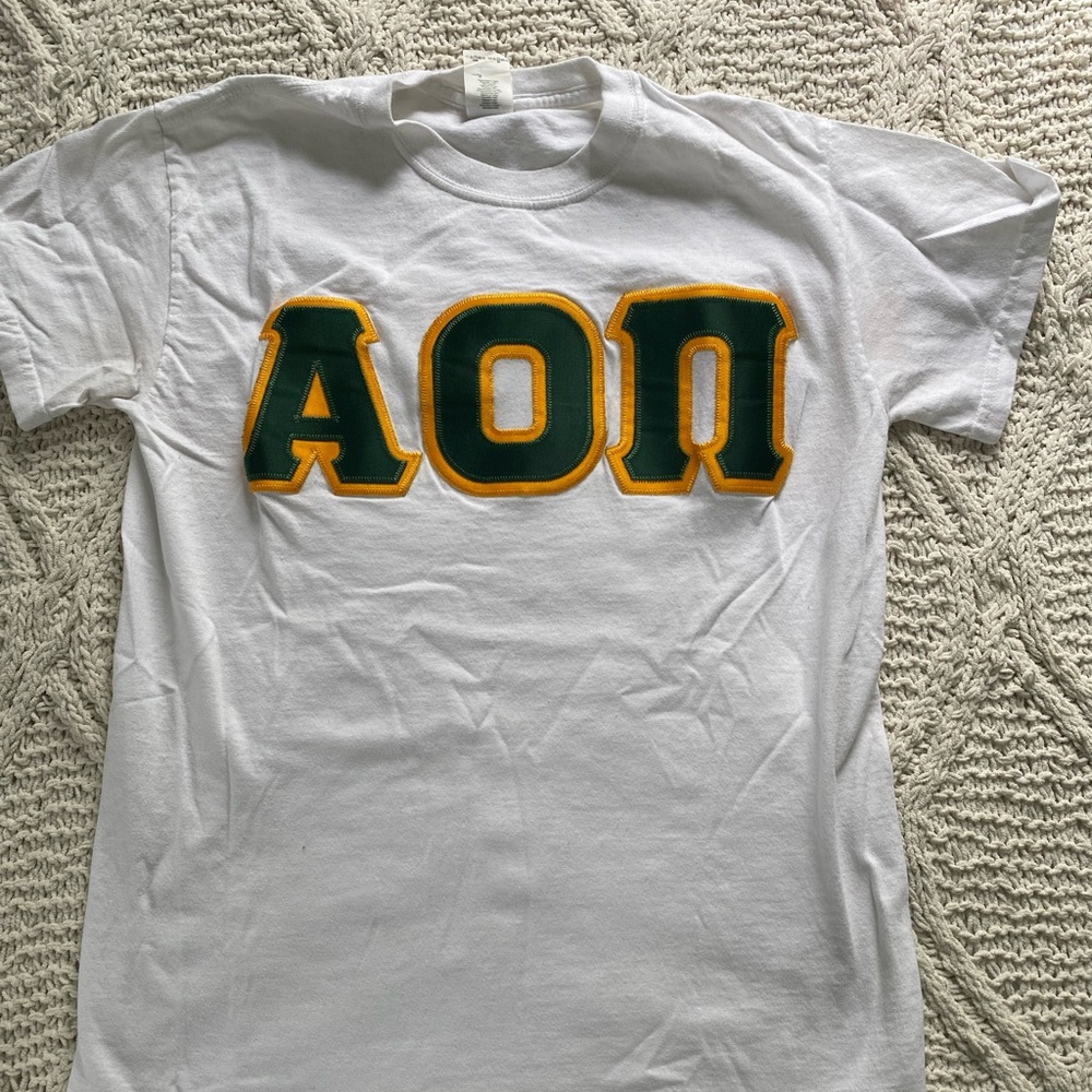 Alpha Omicron Pi/ AOII Stitched Letter Tee